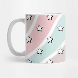 Aesthetic Blue Pink and Grey Waves with Stars Mug